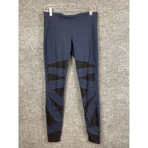 Lululemon Leggings Women's 10 Navy Blue Excellent Mesh Panel Athletic Tights